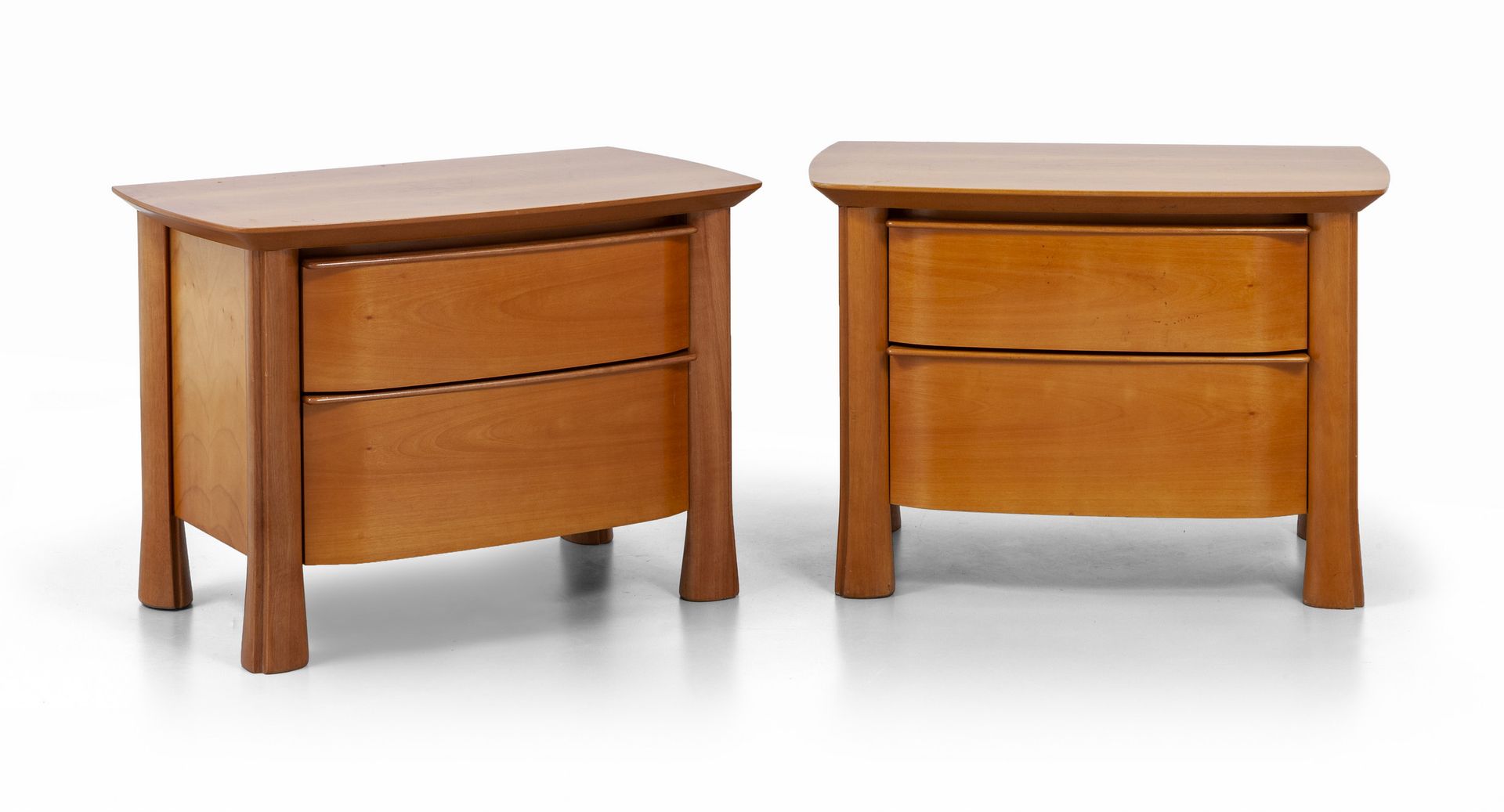 COMODINI TWO TOILET CABINETS from the 1960s. 
Cherry wood veneer. 
 Cm 50 (h) x &hellip;