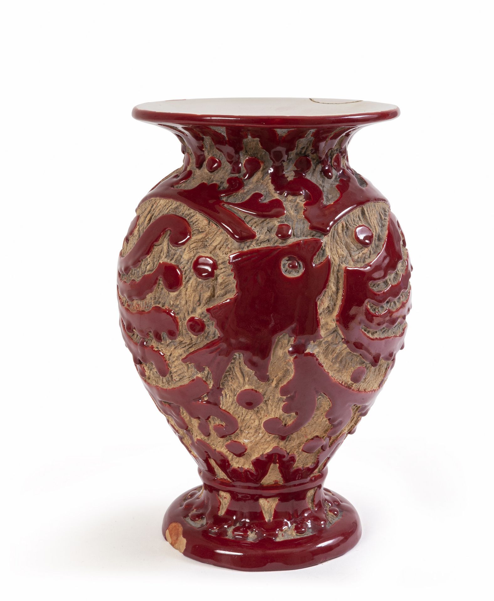 FANTECHI FANTECHI 
Vase en céramique avec reliefs des années 1930. 
Marqué '5032&hellip;