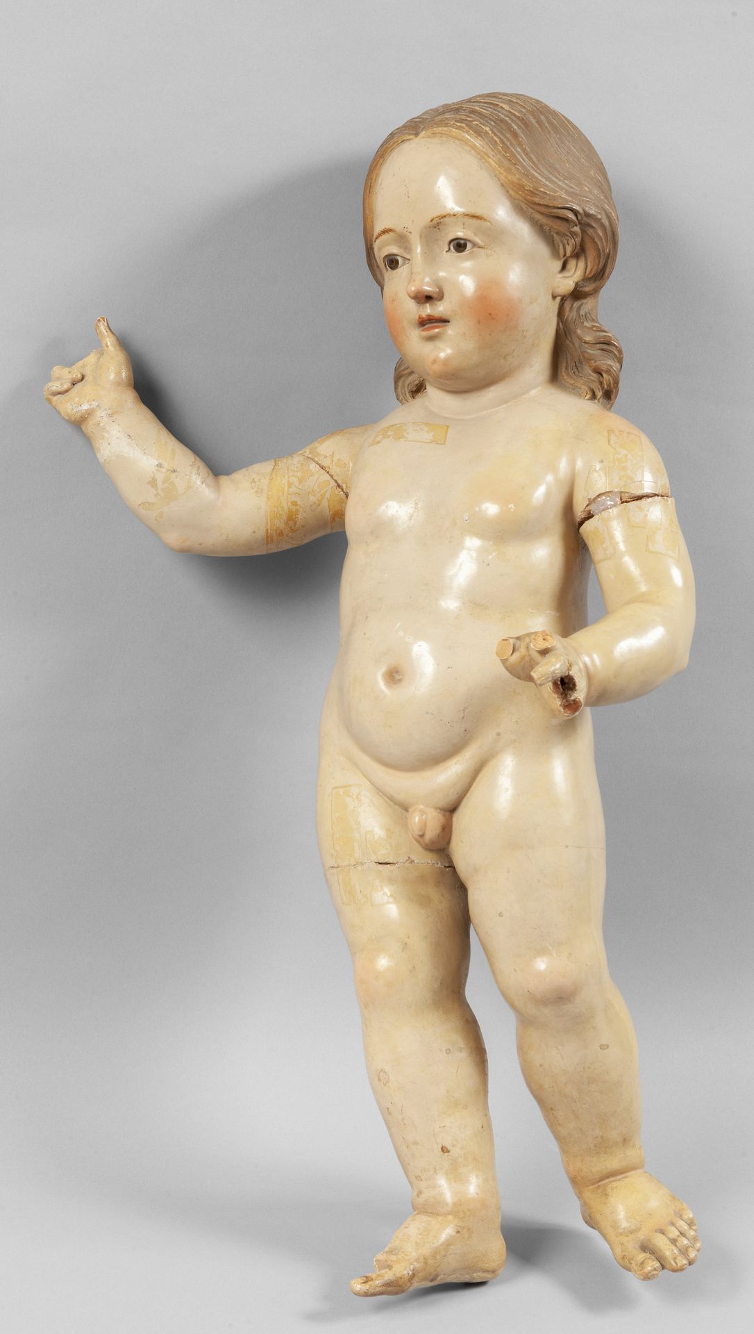 Gesù Bambino, grande scultura in terracotta Jesuskind, große polychrome Terrakot&hellip;