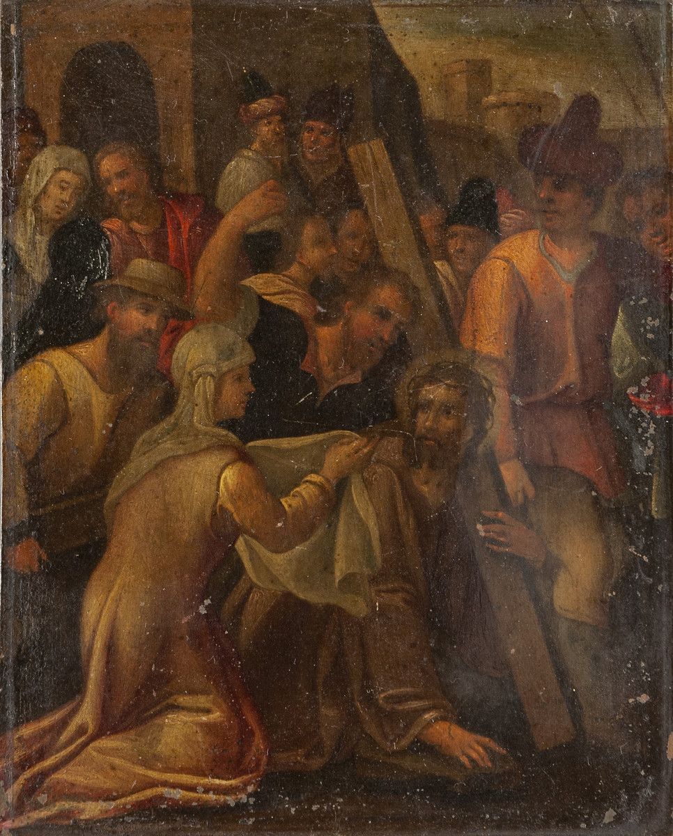 "Cristo e la Maddalena" olio su rame sec.XVII, "基督和抹大拉的马利亚 "铜板油画 17世纪，背面签名
cm. 1&hellip;