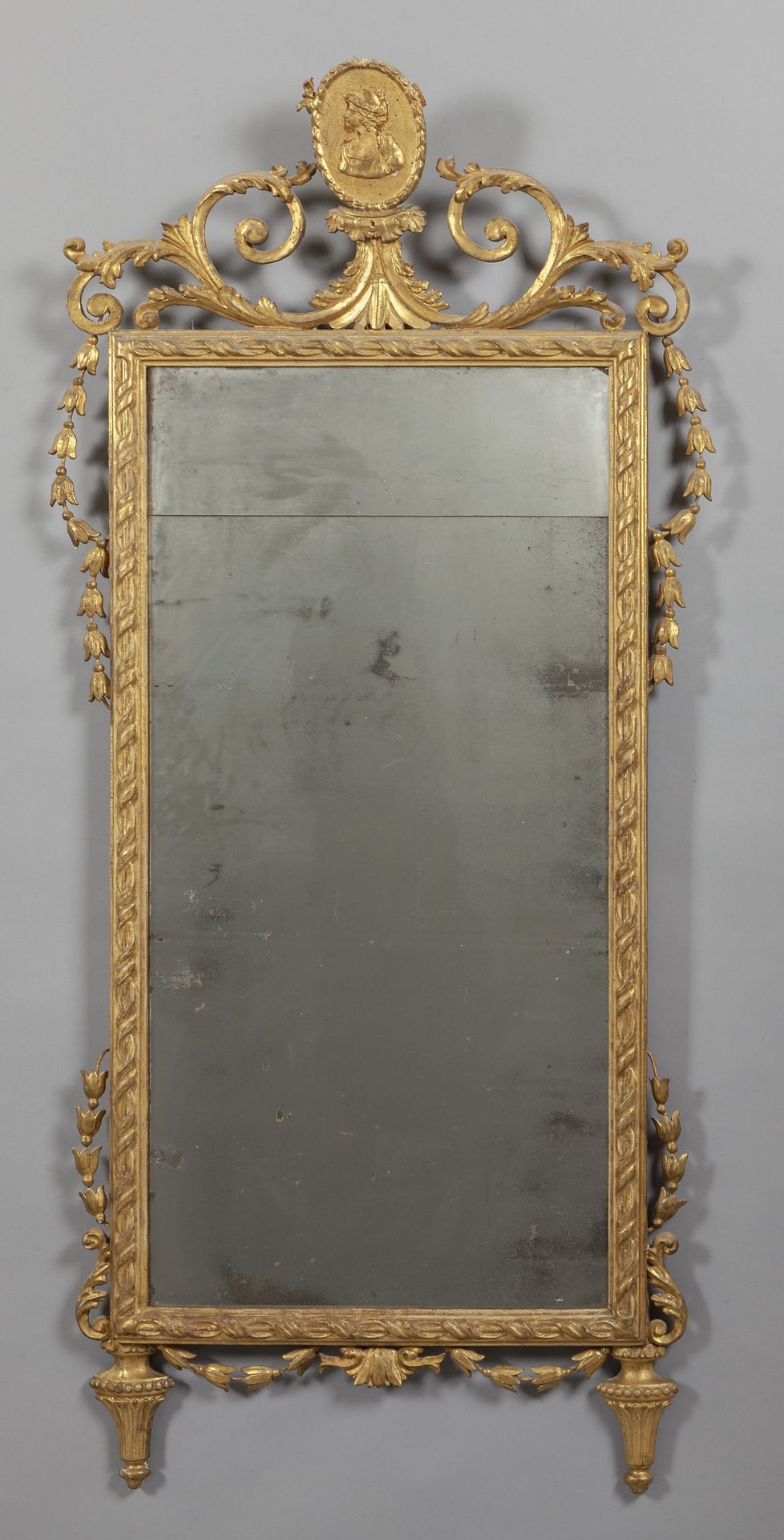 Specchiera Luigi XVI in legno intagliato e Miroir Louis XVI en bois sculpté et d&hellip;