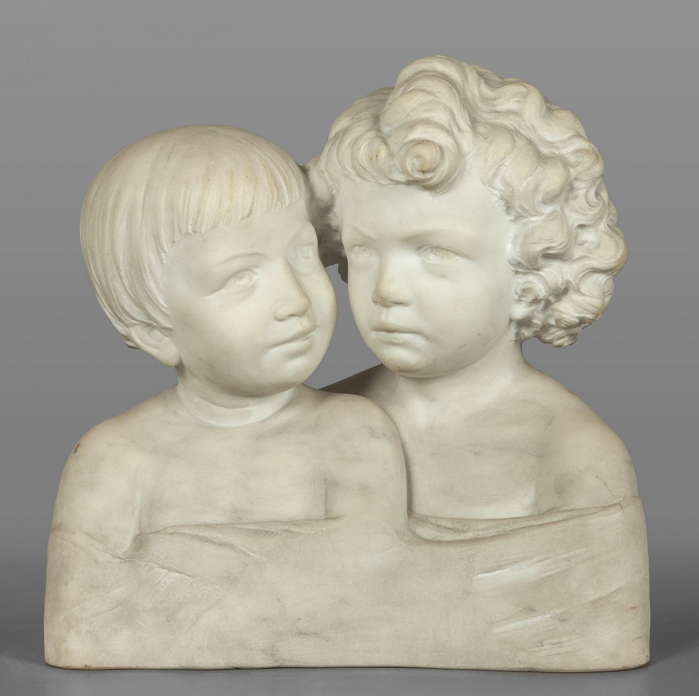 Due fratelli, scultura in marmo statuario, 两兄弟，雕像大理石雕塑，20世纪
厘米。35x16 h.36