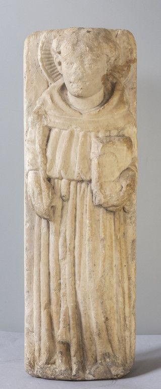 Sant'Antonio, scultura in marmo statuario, Italia 圣安东尼，雕像大理石雕塑，意大利中部 14世纪
cm. 21&hellip;