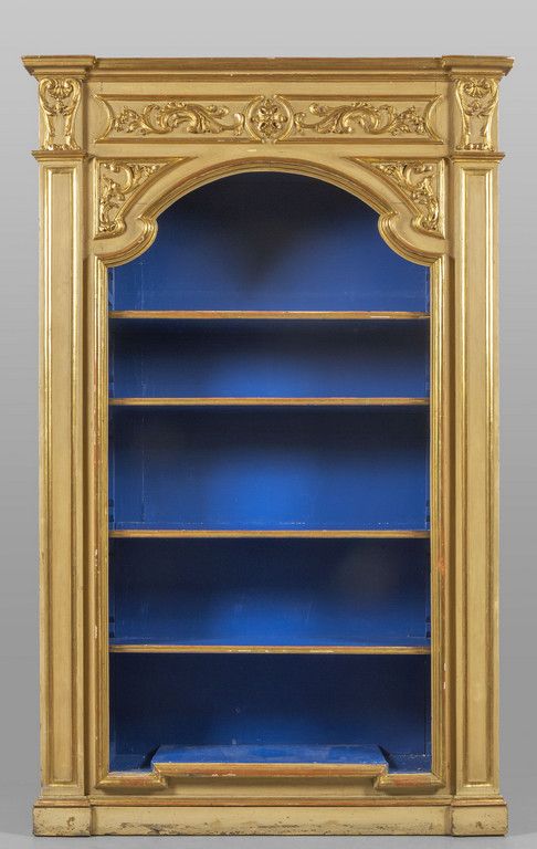 Cornice da libreria in legno intagliato, dorato e Geschnitzter, vergoldeter und &hellip;
