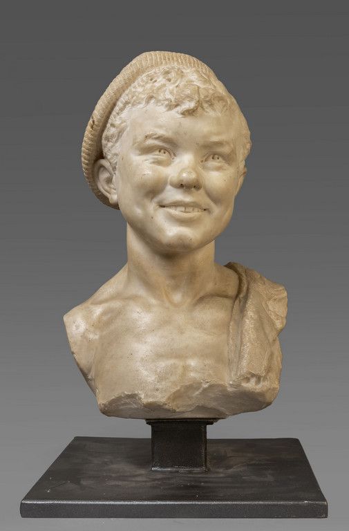 Giovane pescatore, busto in marmo statuario, f.To Jeune pêcheur, buste en marbre&hellip;