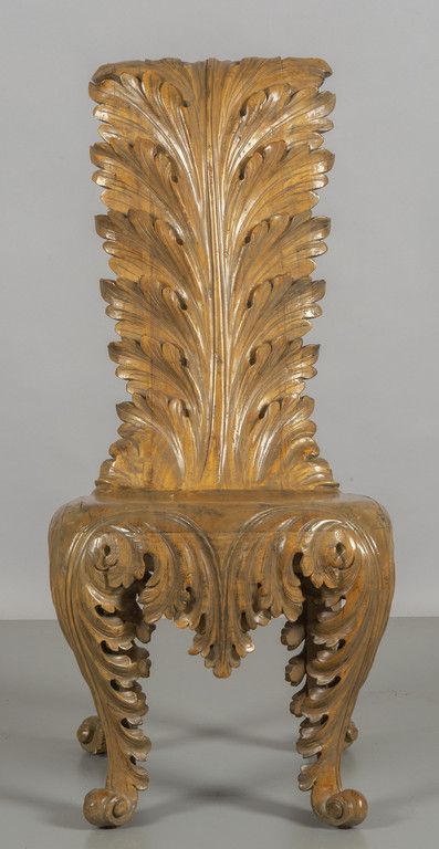 SEDIA Leaf-carved wooden chair