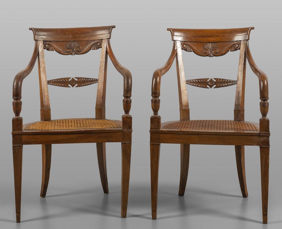 MOBILE Pair of Carlo X armchairs Genoa early 19th century