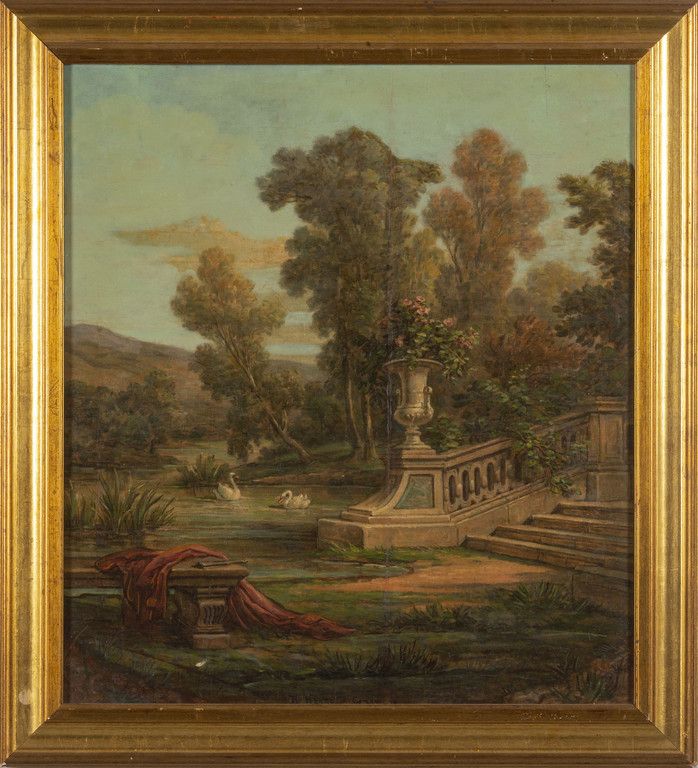 DIPINTO 'El jardín de los chinos' óleo sobre lienzo
cm. 56x64