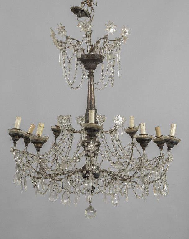 OGGETTISTICA Ten-light silvered copper chandelier
diam.Cm.83xh.90