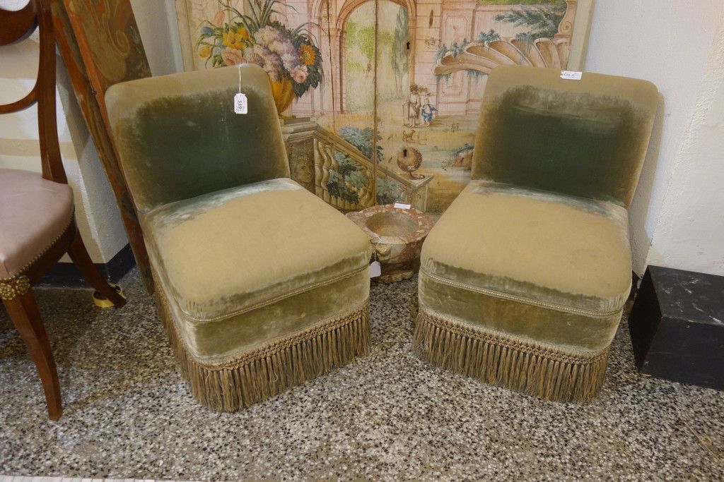 SEDIA Pair of velvet fireplace chairs