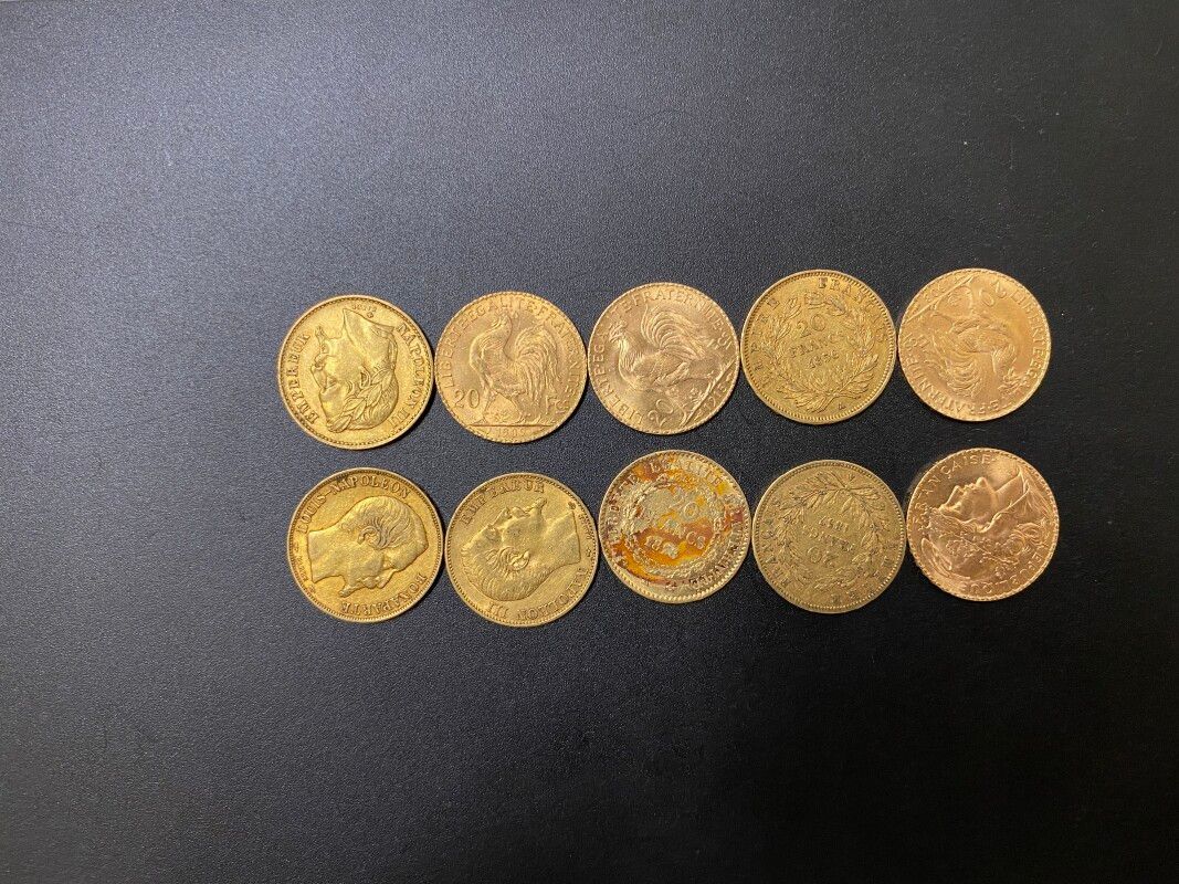 Null Dix pièces de 20 francs or - 64.40 g