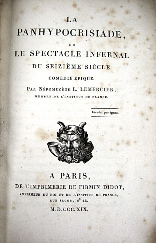 Null * 82. LEMERCIER (Jean-Népomucène). La Panhypocrisiade ou le Spectacle infer&hellip;