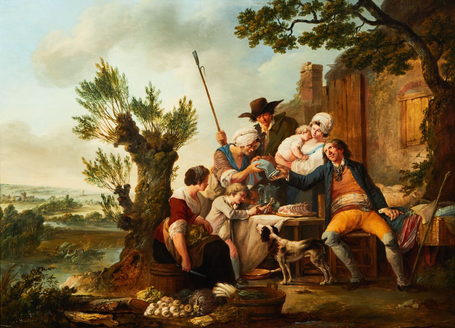 Null 路易-约瑟夫-瓦特奥 (1731 - 1798)

"应征者的回归"。

面板左下方有签名，日期为1791年。

48 x 65厘米。

(恢复，恢复&hellip;