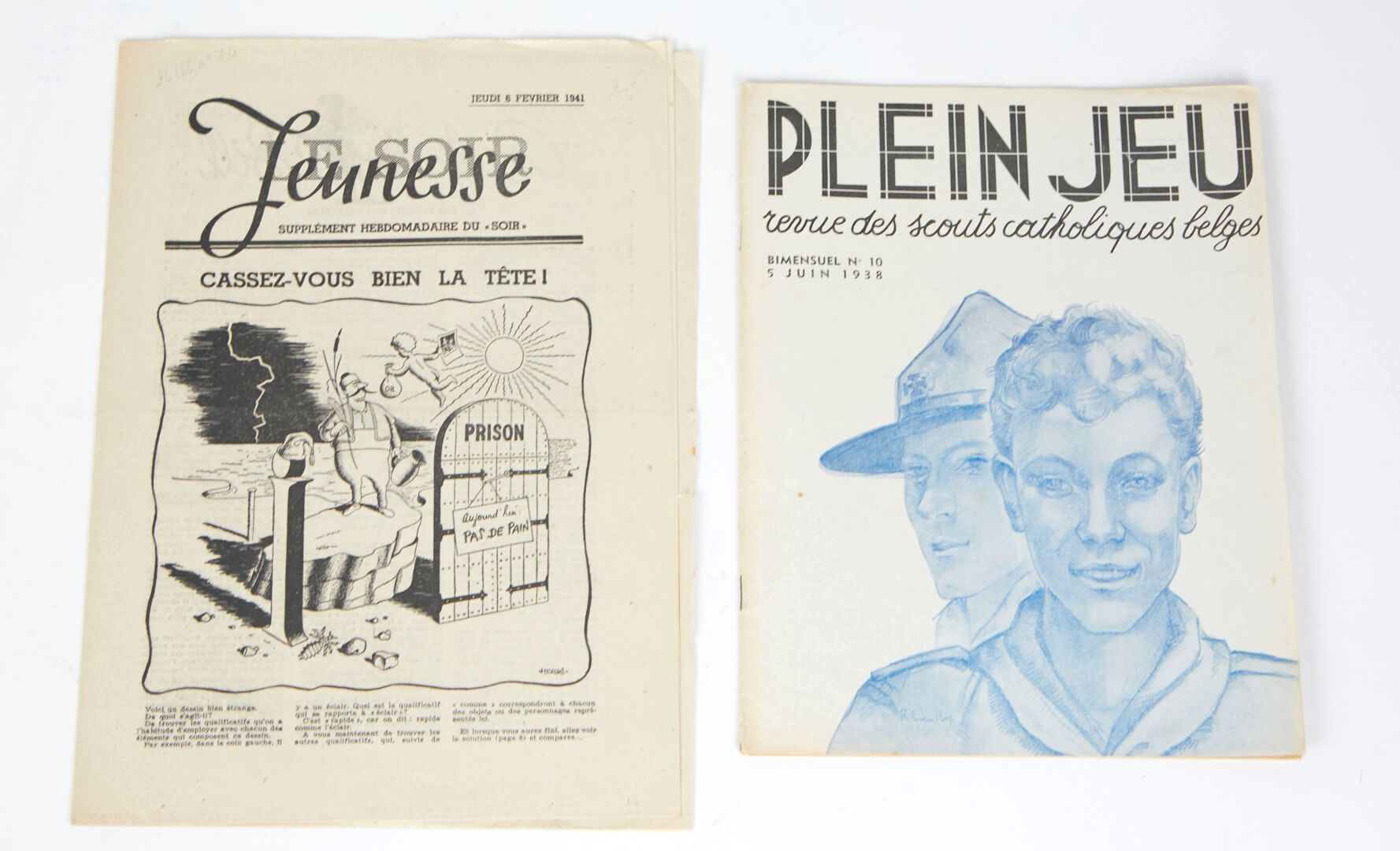 Null Two magazines with illustrations by Hergé: 
- Plein Jeu n°10, June 5, 1938 &hellip;