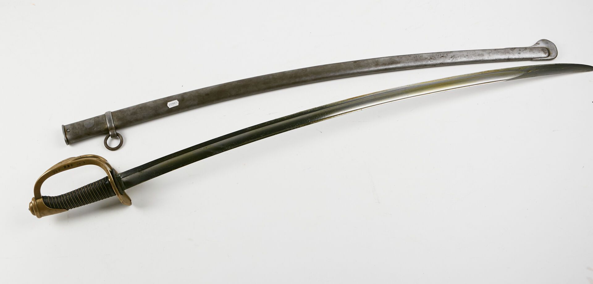 Null Model 1822 light cavalry saber. 
Brass frame, hallmarked, stamped. Flat-bac&hellip;