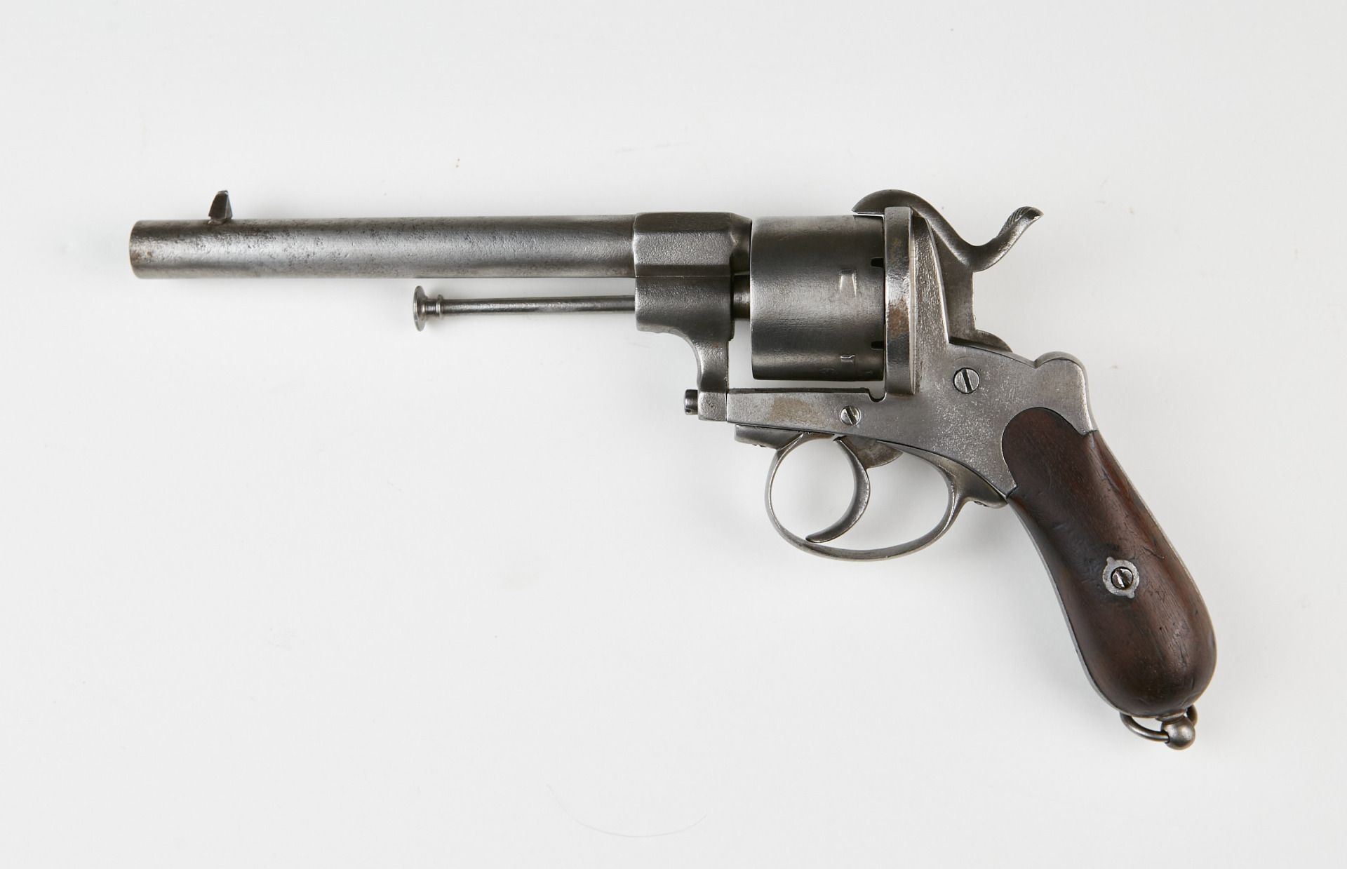 Null Pinfire revolver, six-shot, 12 mm caliber. 
Round barrel with thunder flats&hellip;
