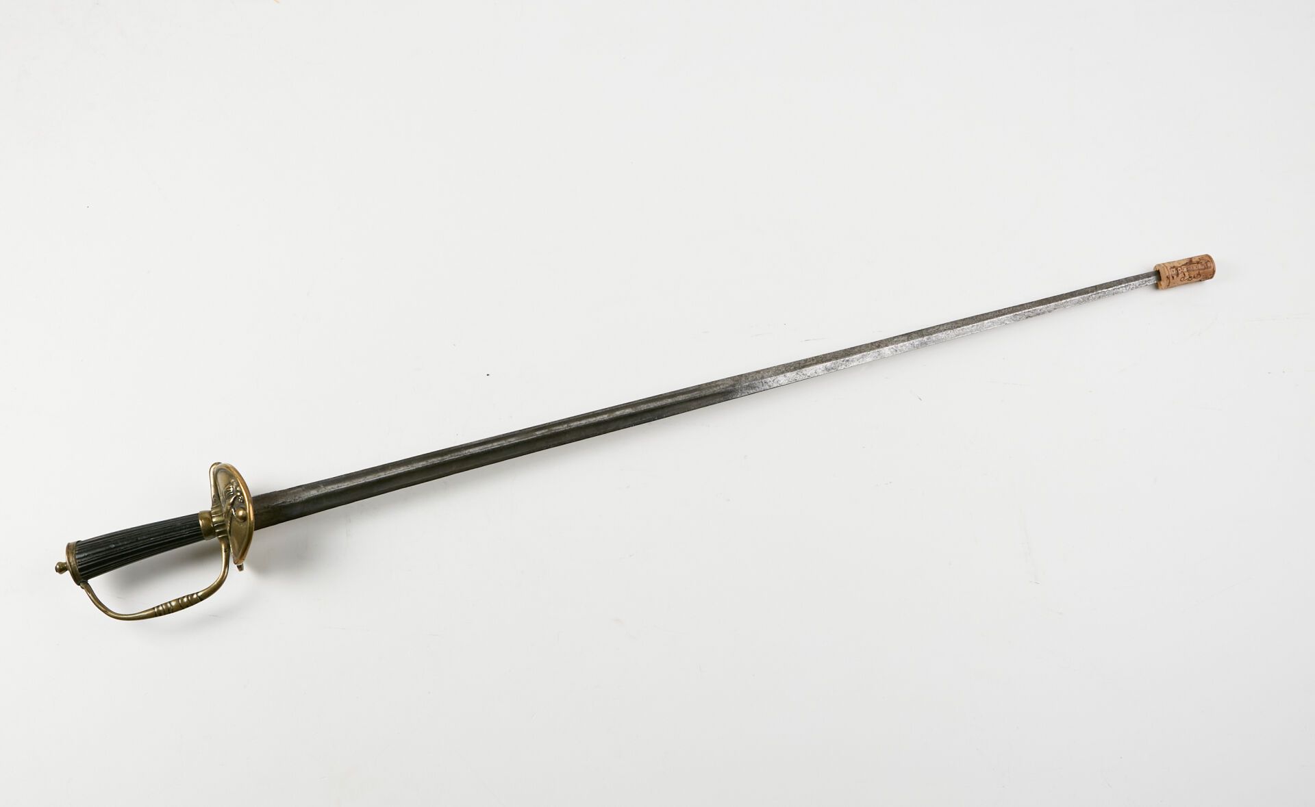 Null Officer's sword.
Ebony handle, brass mount, Couteau de vènerie-type single-&hellip;