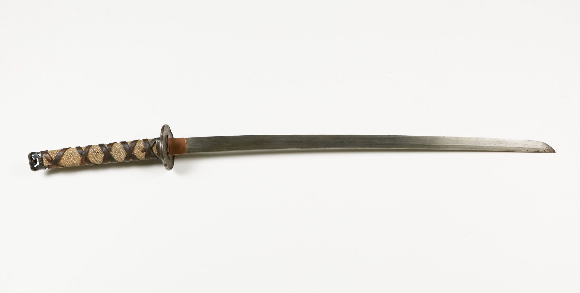 Null Japanese "Katana" sword. 
Stingray-covered handle. Iron tsuba. 
As is. Not &hellip;