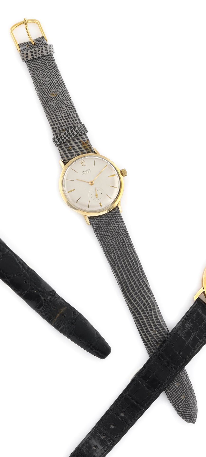 Null 
GRUEN Precision About 1950. Ref : 510-665A. 14K gold bracelet watch, round&hellip;