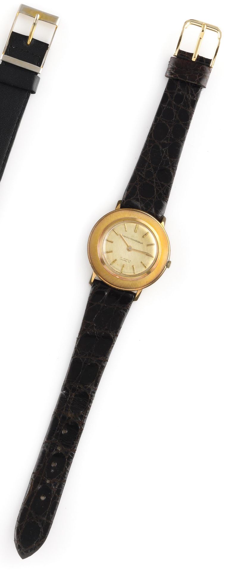 Null GIRARD-PERRIGAUX Discovolante Vers 1960. Montre bracelet en plaqué or, boit&hellip;