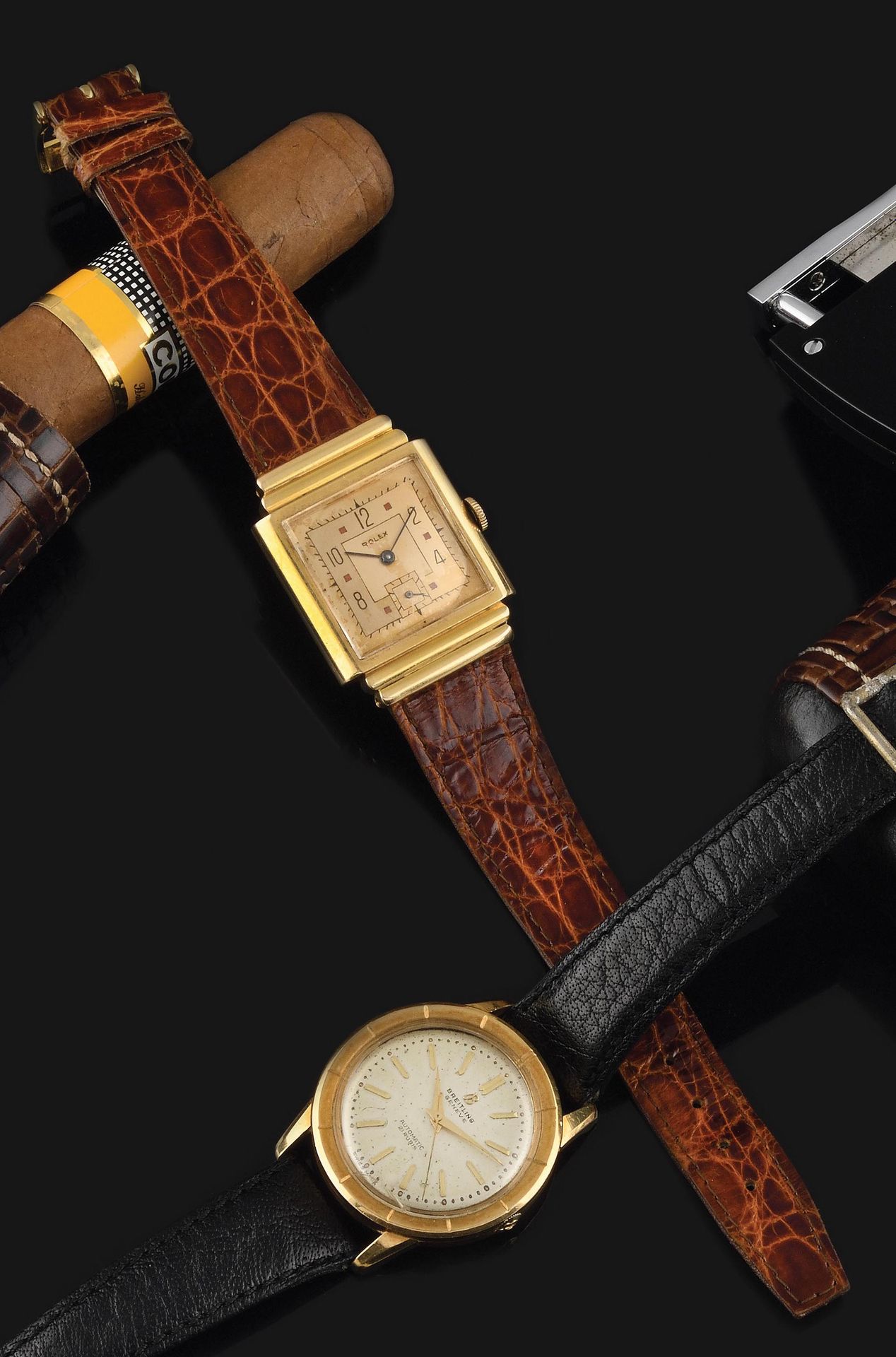 Null 
ROLEX

Vers 1940.

Montre bracelet en or jaune 750/1000 de style art déco,&hellip;