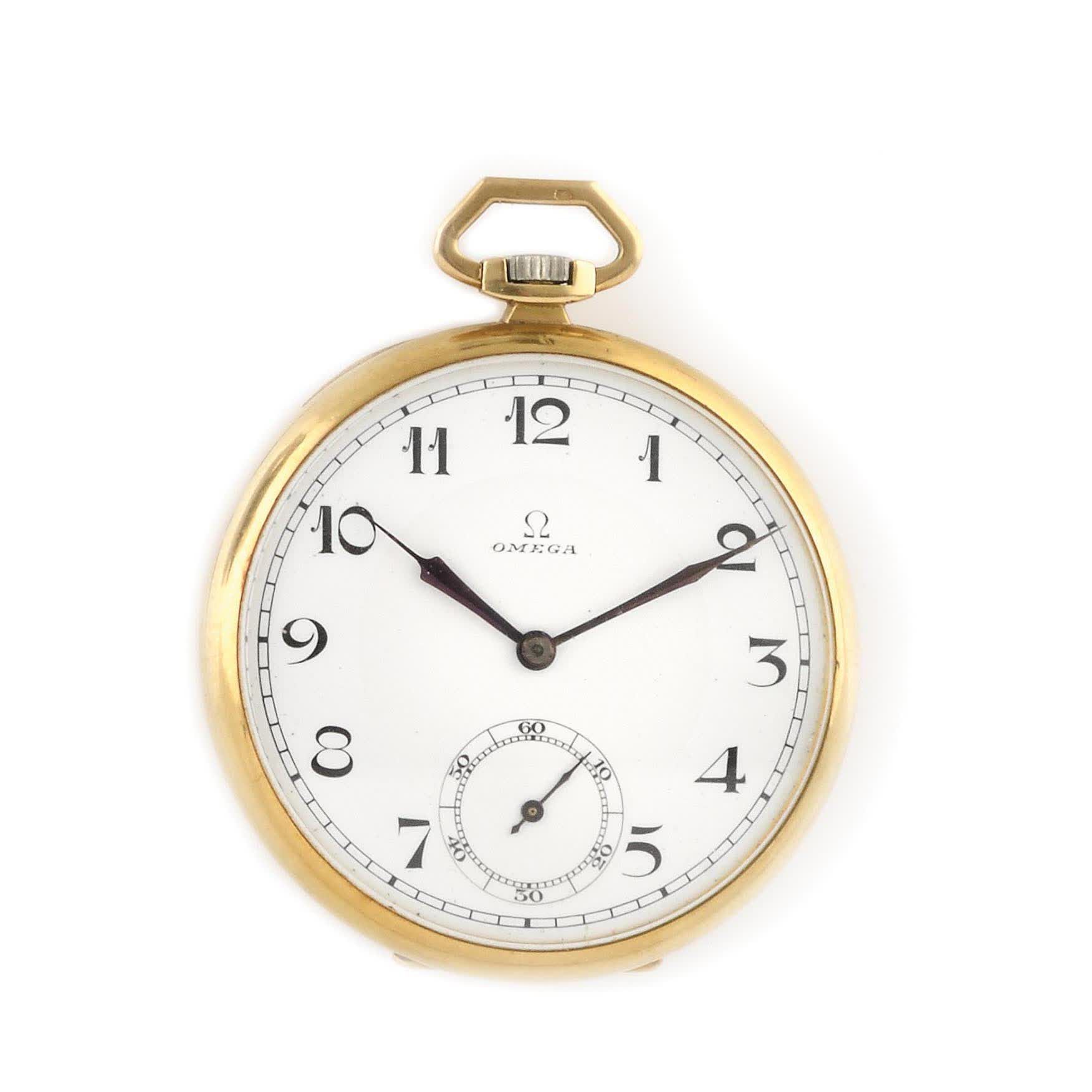 Null OMEGA About 1930. Pocket watch in yellow gold 750/1000. Railway, blued stee&hellip;