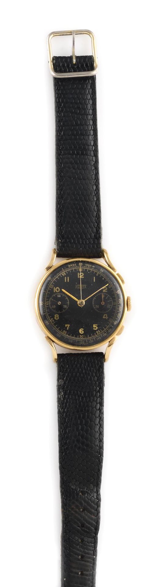 Null HUGEX Circa il 1960. Cronografo in oro rosa 750/1000, cassa rotonda, quadra&hellip;