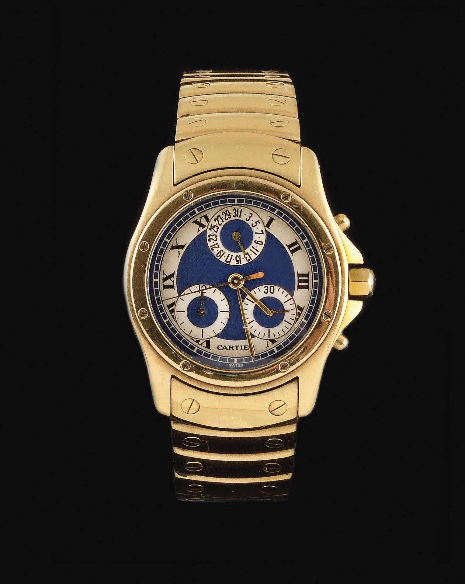 Null CARTIER Cougar Chronograph Um 1990. Ref: C13XX. Chronograph aus 750/1000 Ge&hellip;