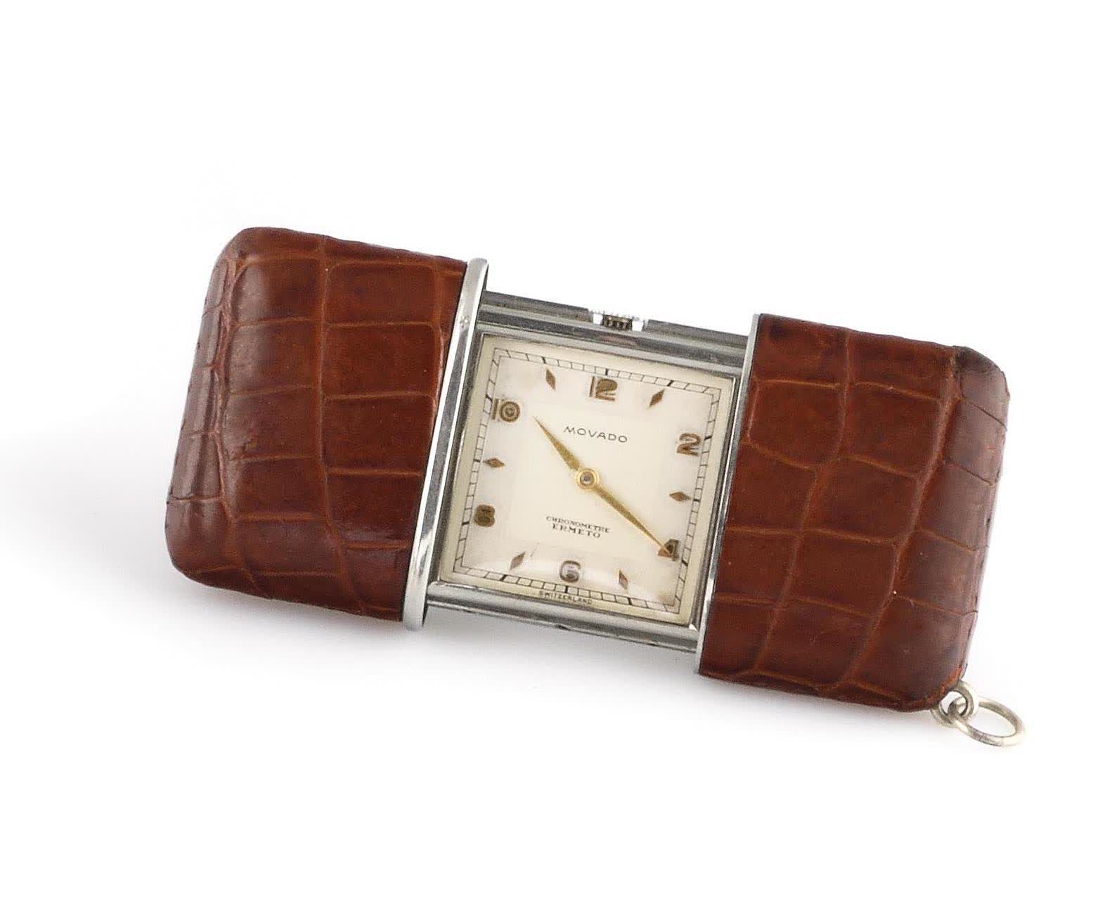 Null MOVADO Ermeto About 1950. Ref : 1253XXXX. Mechanical bag watch, genuine lea&hellip;