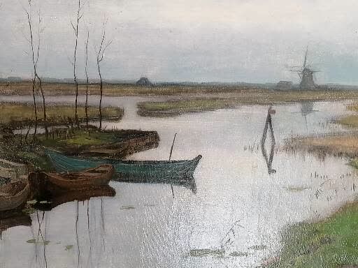 Null Ende 19. Jahrhundert holländische Schule

Teich an der Mühle 

Öl auf Leinw&hellip;
