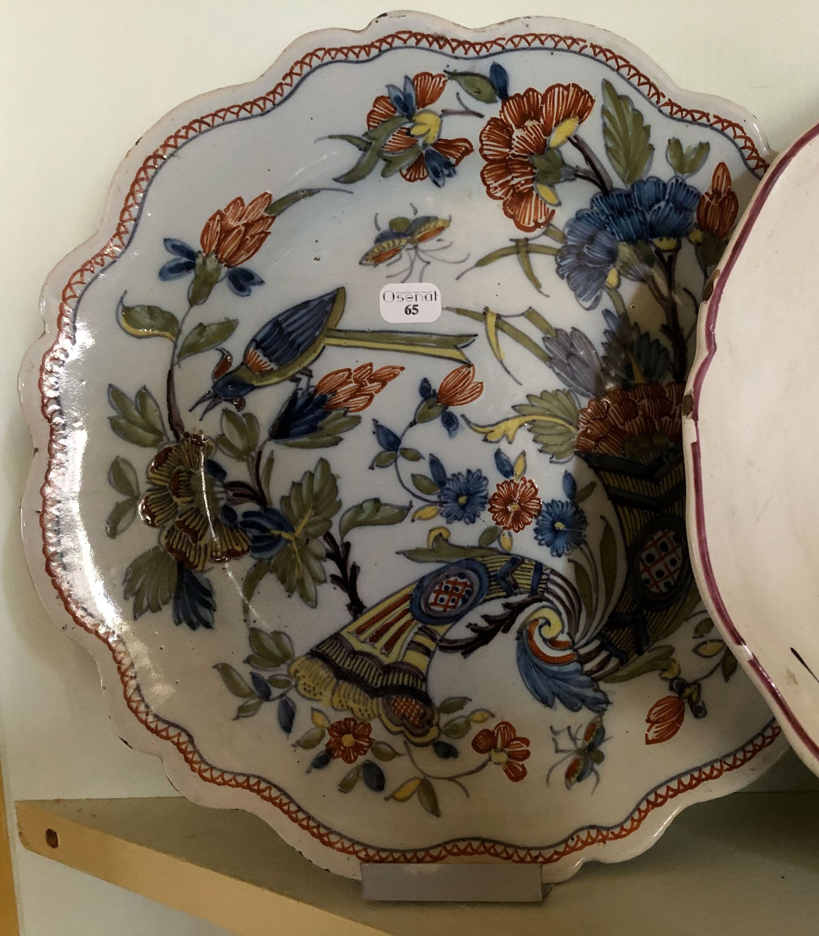 Null A Rouen earthenware round plate. 									 Decor cornucopia 18th century Di&hellip;
