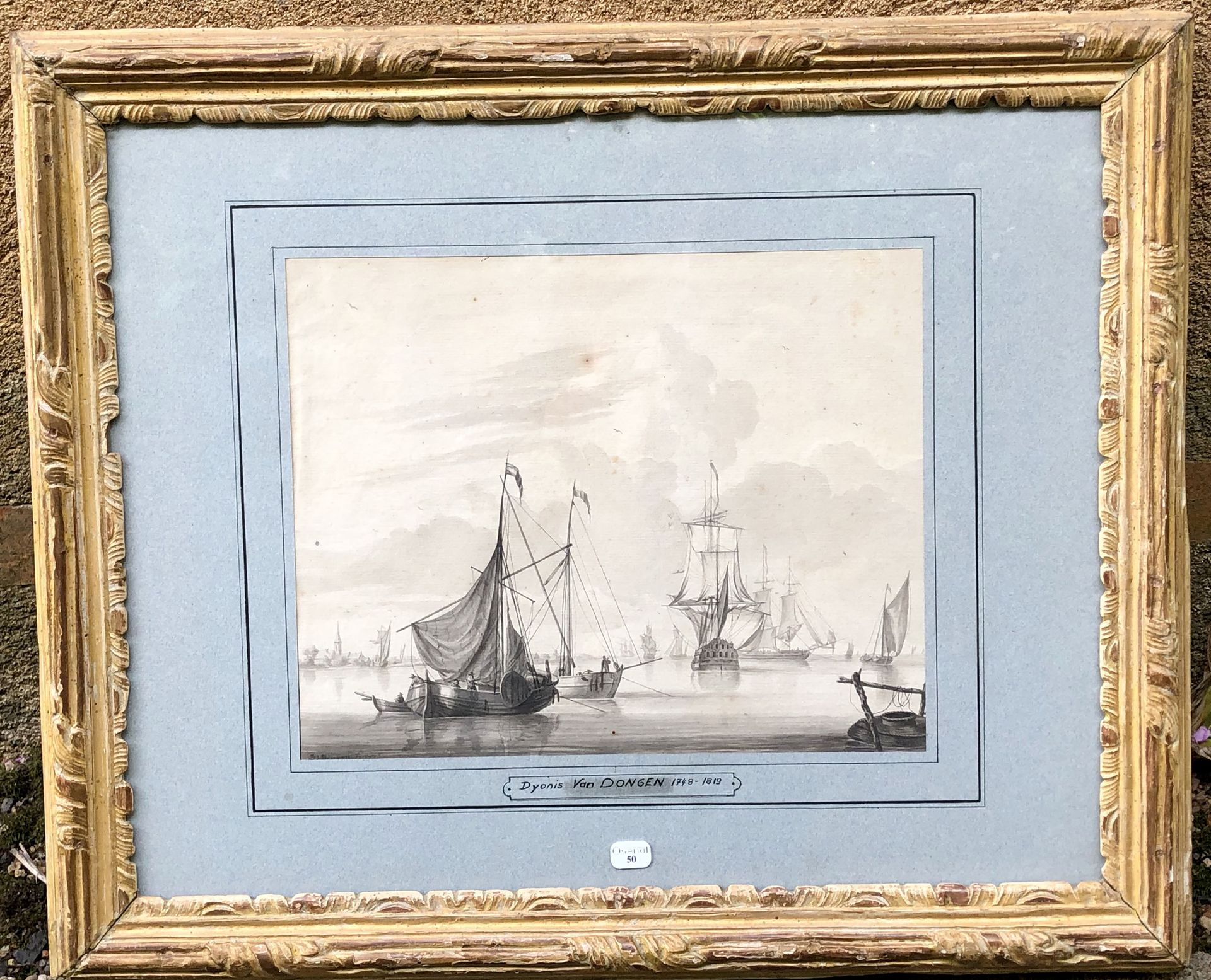 Null Dyonis VAN DONGEN (1748 - 1819) Marina en Holanda Lavado firmado abajo a la&hellip;