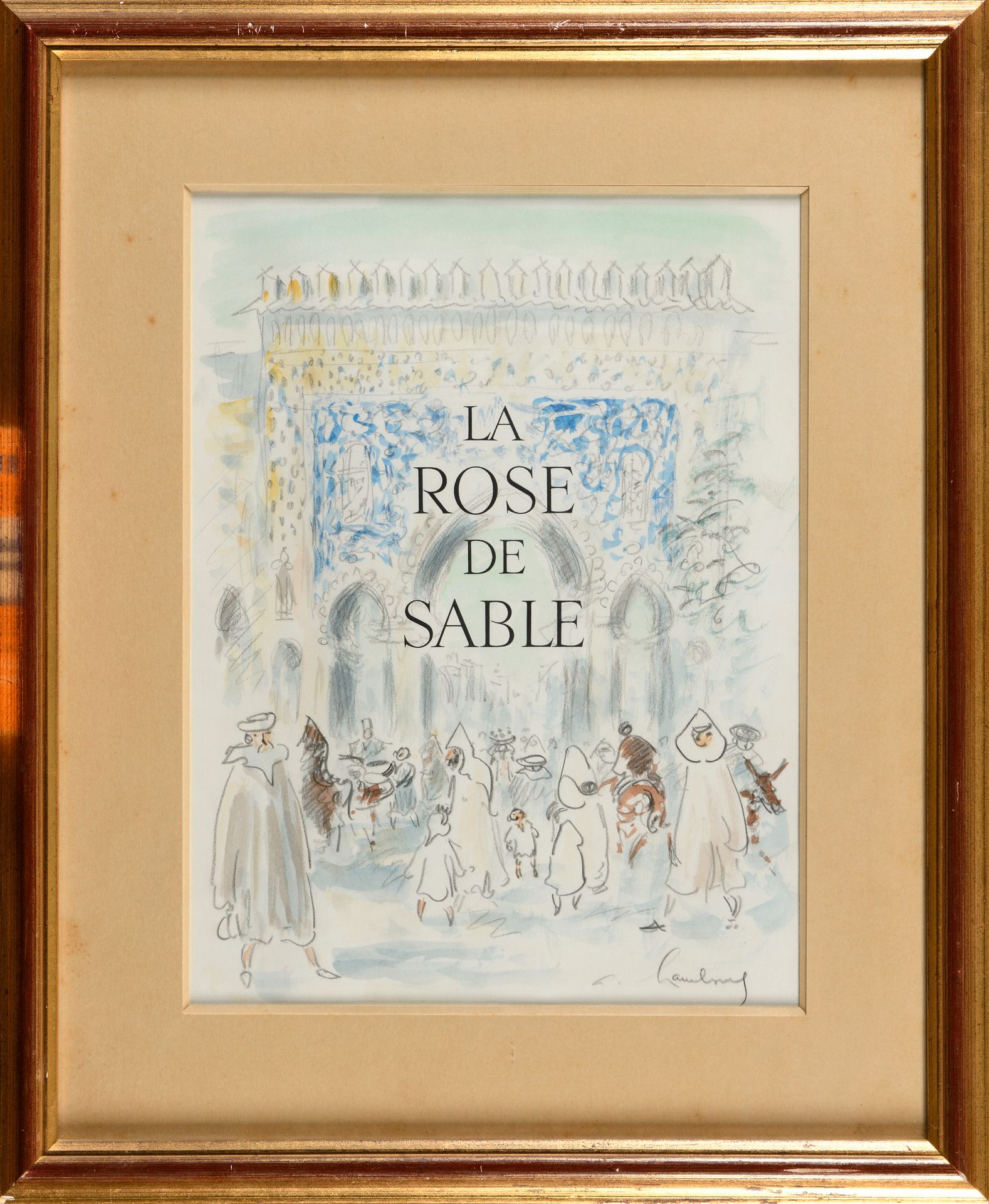 Null ANDRÉ HAMBOURG (1909-1999) 沙玫瑰 纸上水彩画 右下方签名 35,5 x 27 cm