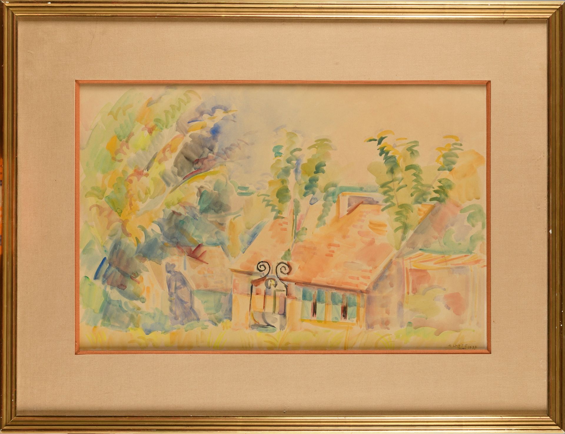 Null ANDRÉ LHOTE (1885-1962) House in Normandy Watercolour on paper pasted on st&hellip;