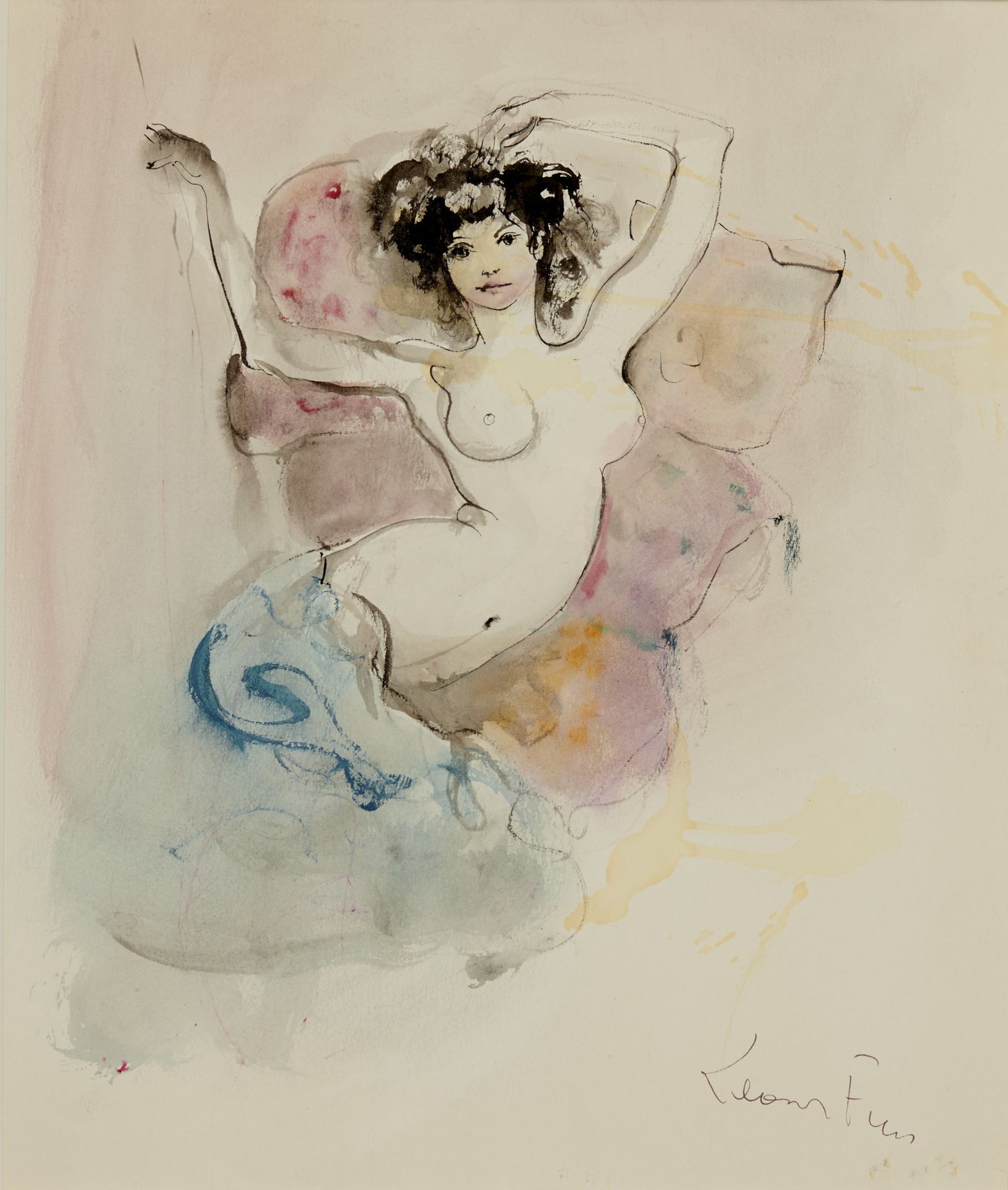 Null LEONOR FINI (1907-1966) Watercolour and Indian ink model Signed lower right&hellip;