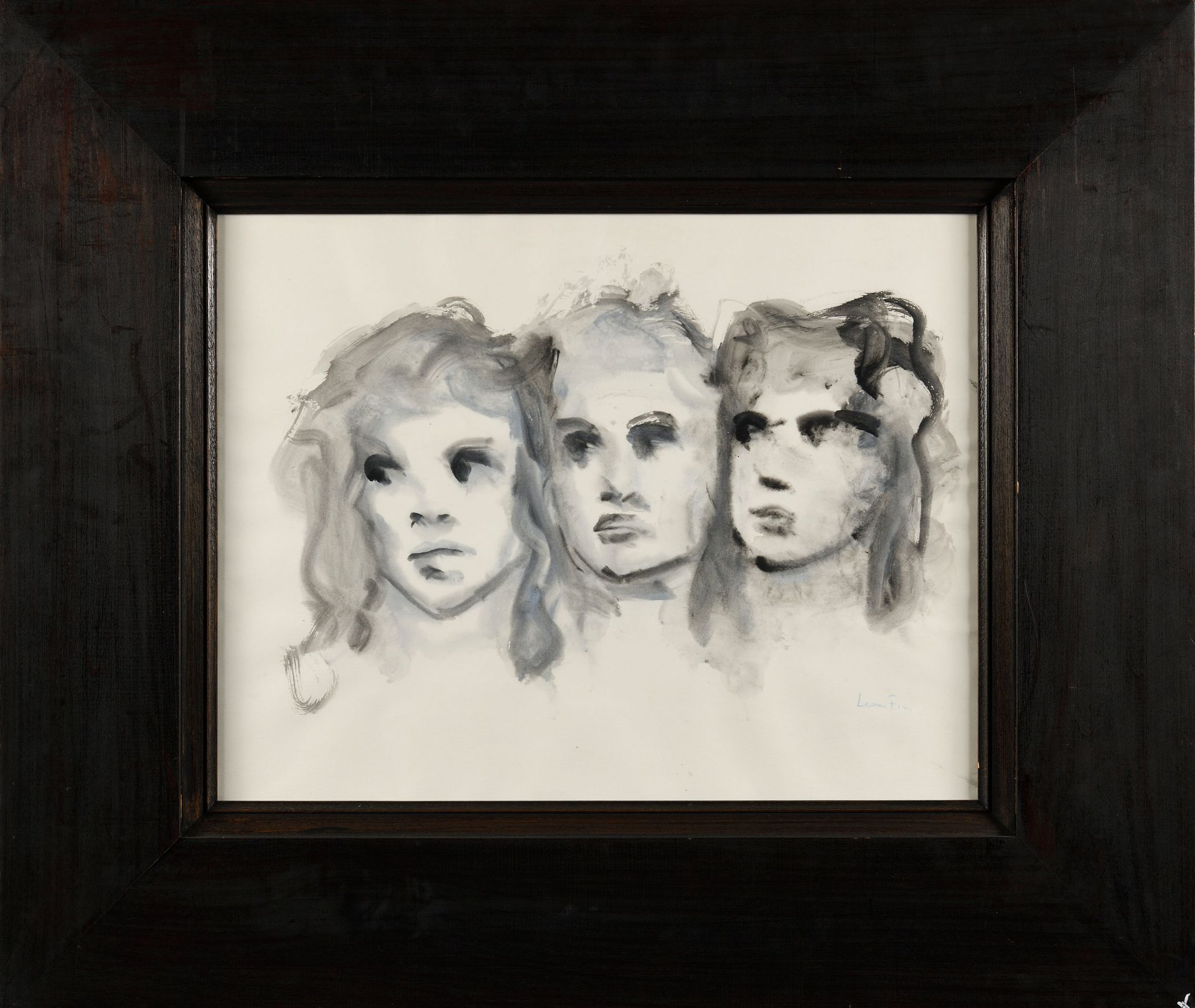 Null LEONOR FINI (1907-1996) Trois visages, 1988 Aquarelle sur papier Signé en b&hellip;
