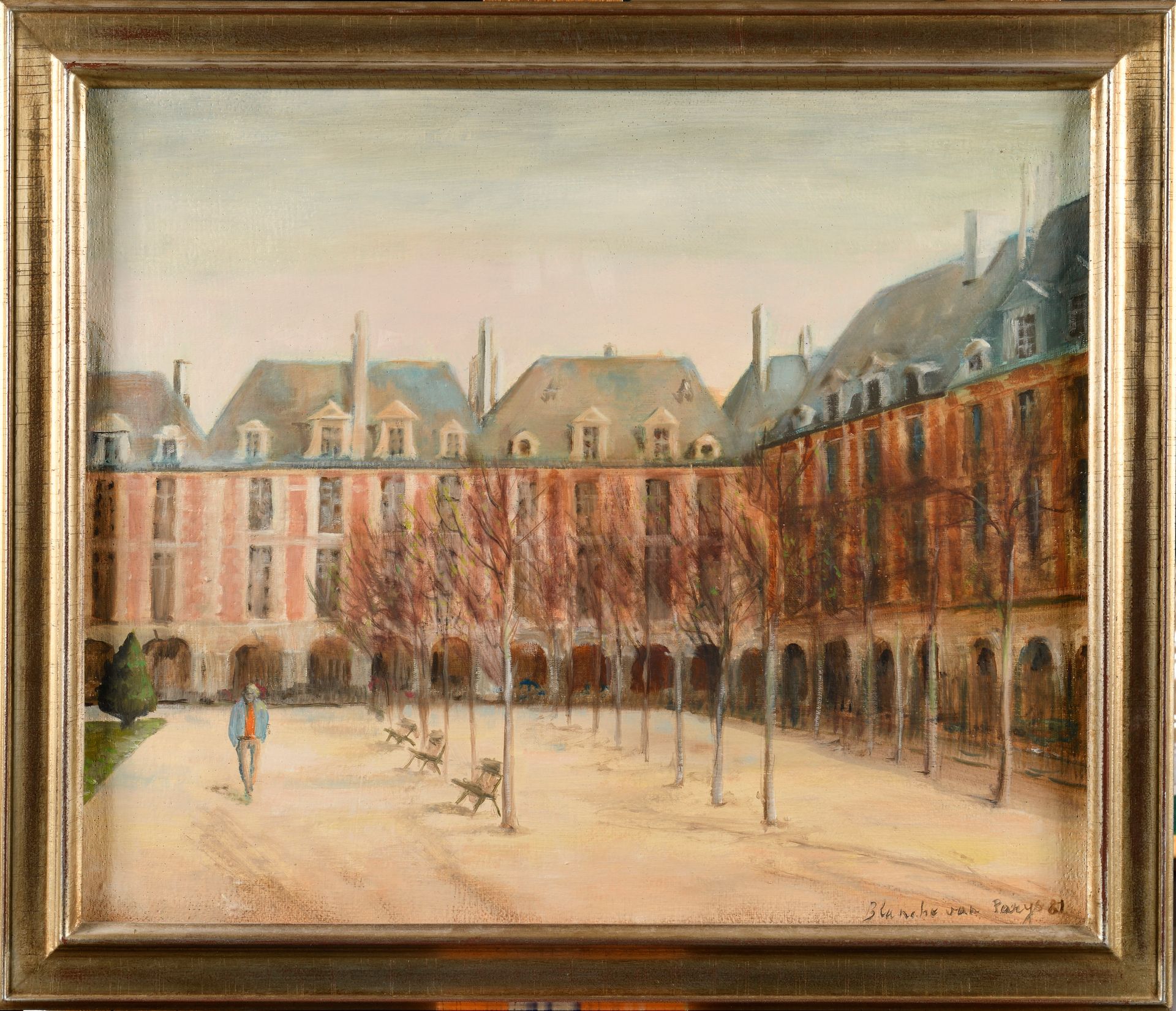 Null BLANCHE VAN PARYS (XXE) Place des Vosges, 1981 布面油画 右下方有签名和日期 81 46 x 55 cm