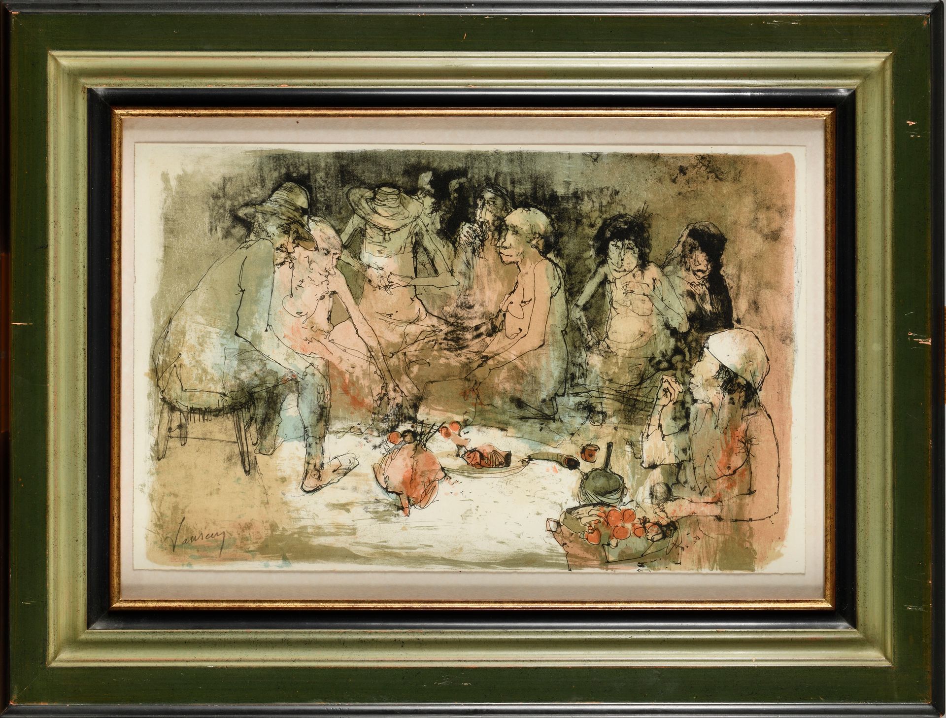 Null 
让-詹森（1920-2013

节俭的膳食

石版画

"署名 "Jansem"（左下）。

这幅石版画与塞万提斯1965年绘制的插图书《Rinco&hellip;
