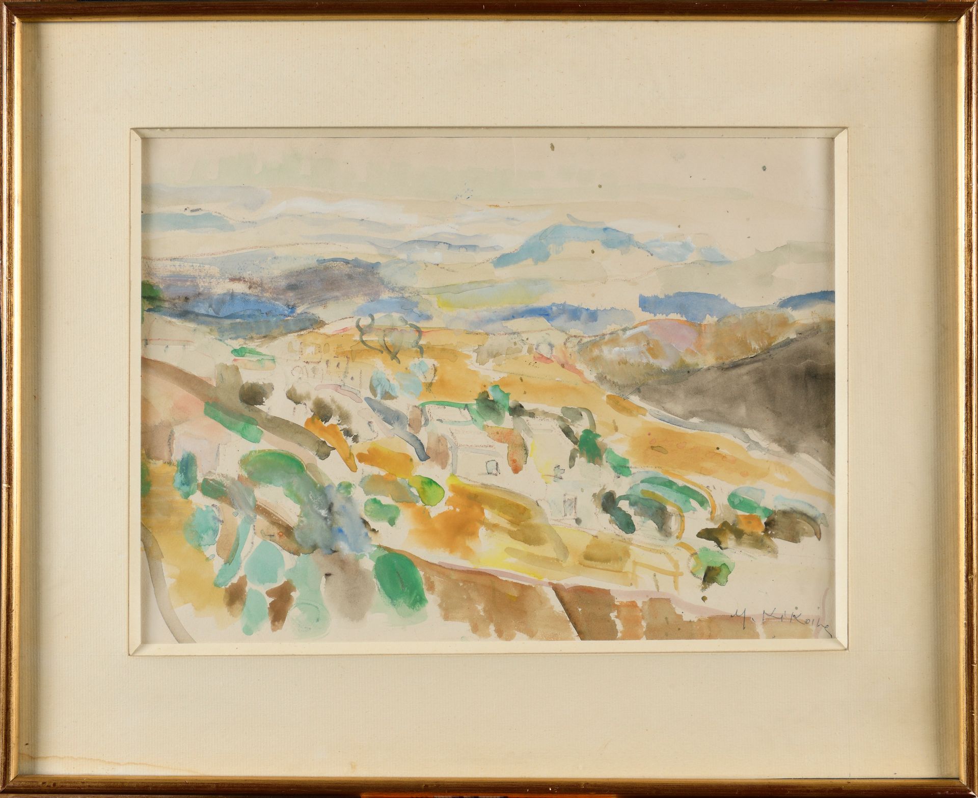 Null MICHEL KIKOINE (1892-1968) Paesaggio Acquerello Firmato in basso a destra 2&hellip;