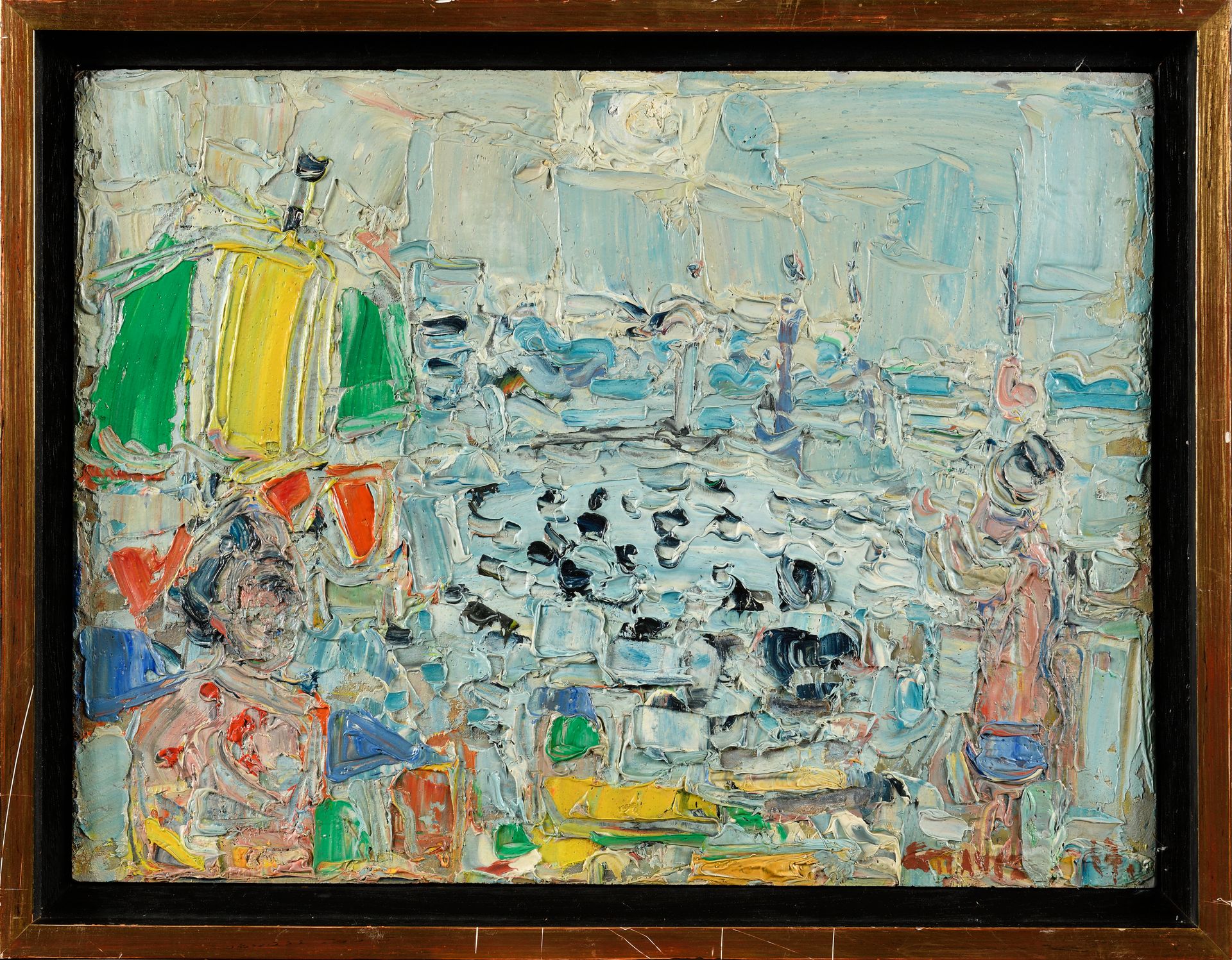 Null ANDRÉ COTTAVOZ (1922-2012) Beach and Sun, 1967 Olio su tavola Firmato e dat&hellip;