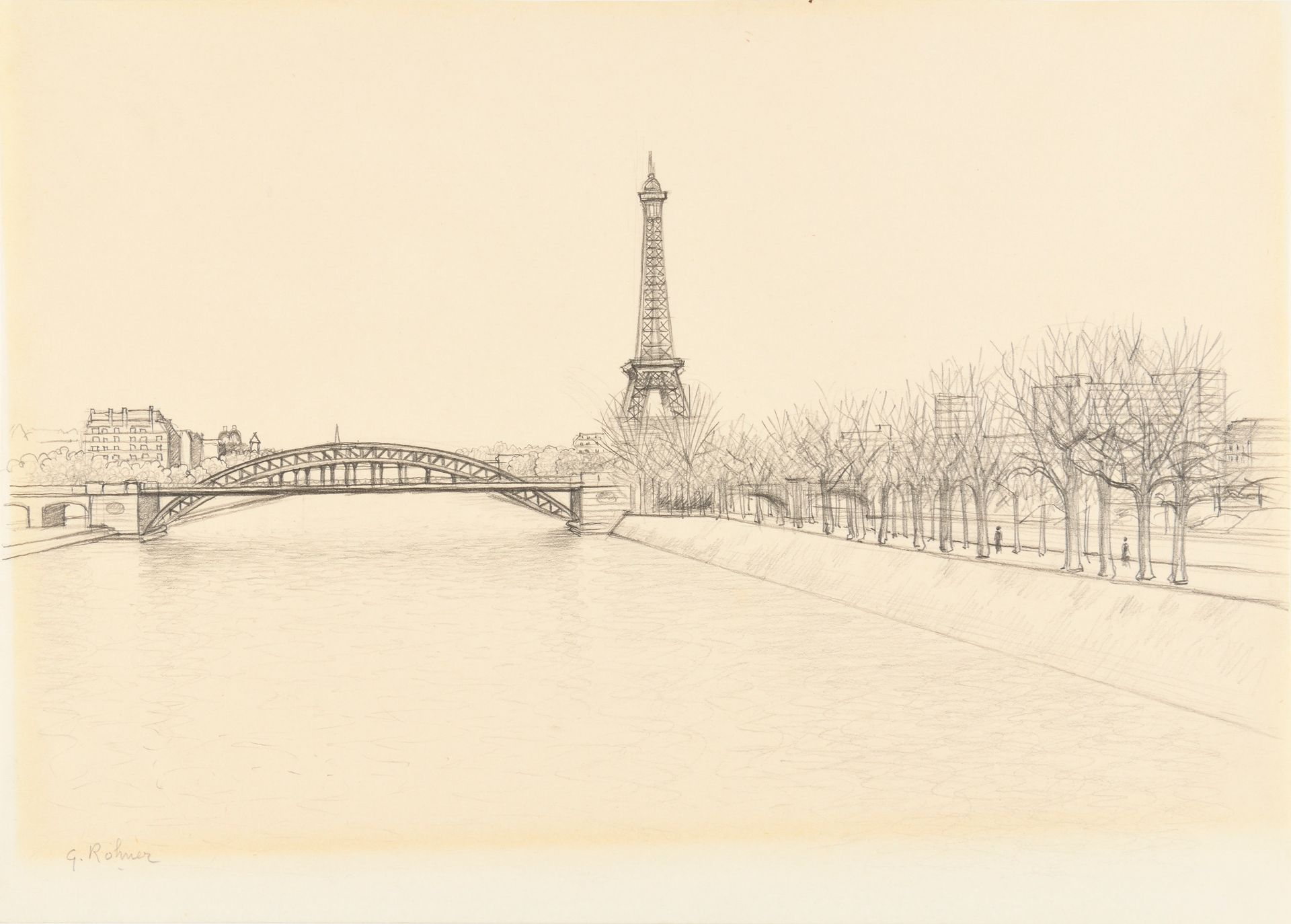Null GEORGES ROHNER (1913-2000) 铅笔画 左下角签名 25,5 x 36,5 cm 出处：J le Chapelin画廊，巴黎