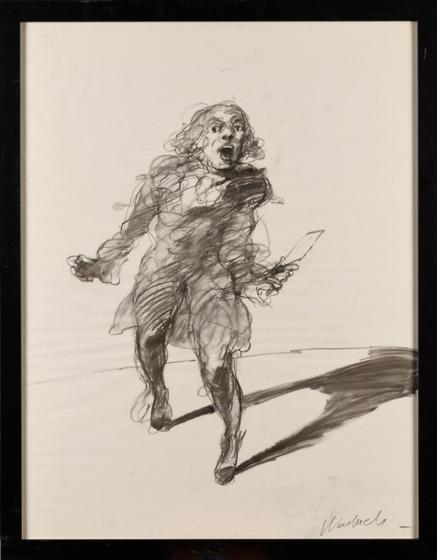Null CLAUDE WEISBUCH (1927-2014) Man with a dagger Charcoal Signed lower right 7&hellip;