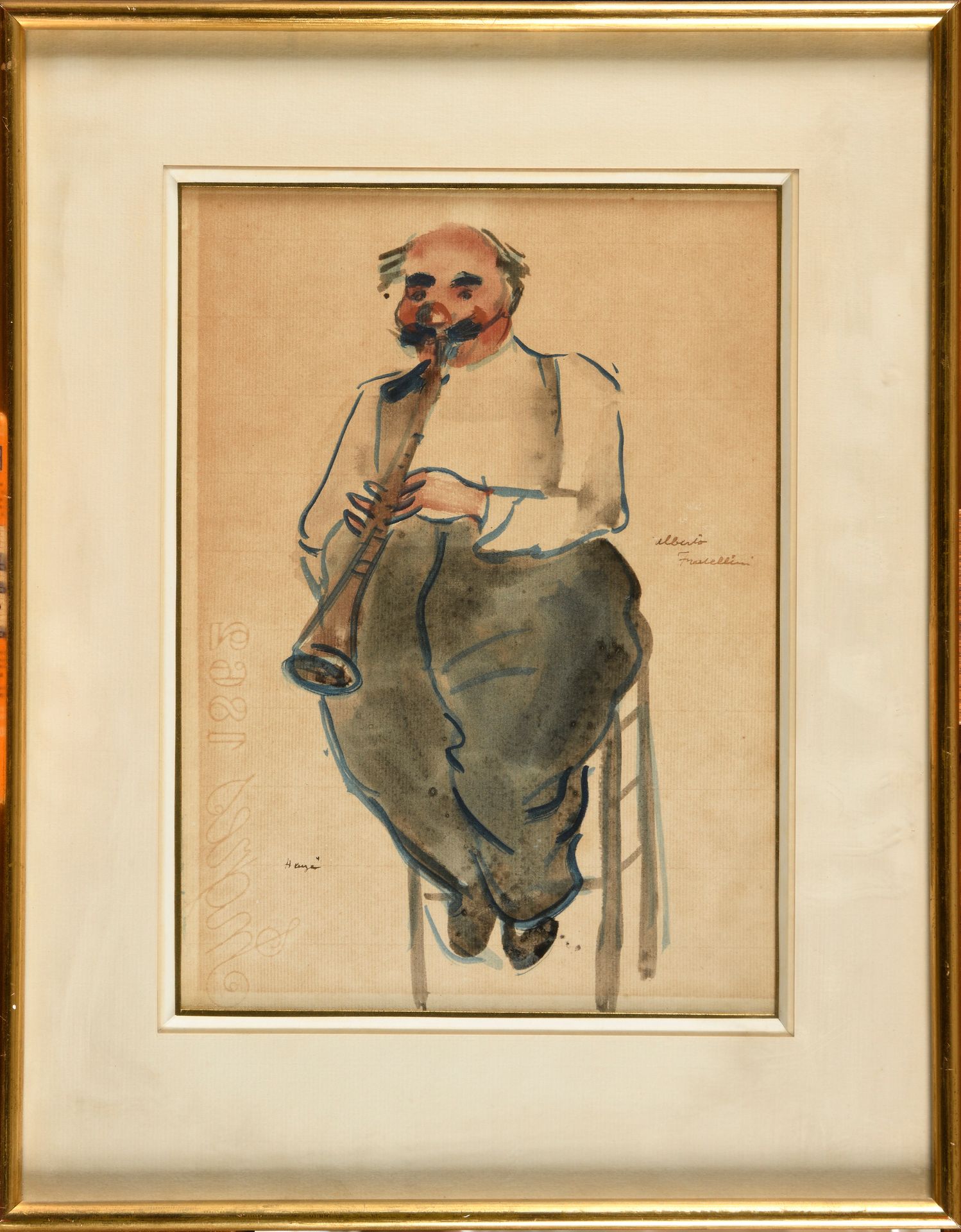 Null EDMOND HEUZÉ (1884-1967) Alberto Fratellini Aquarelle Signé en bas à gauche&hellip;