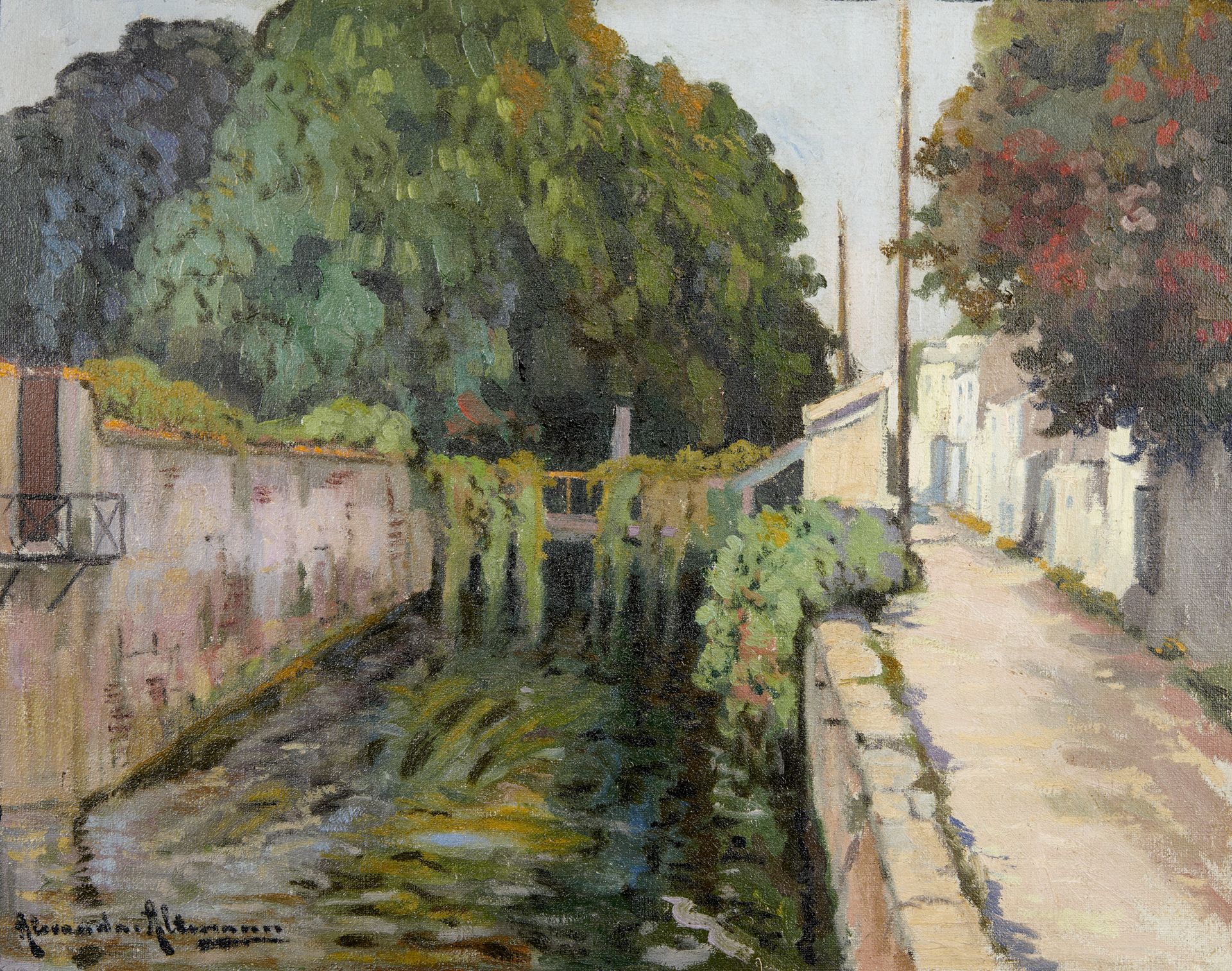 Null ALEXANDER ALTMANN (1878-1932) Canal à Montargis Huile sur toile Signé en ba&hellip;