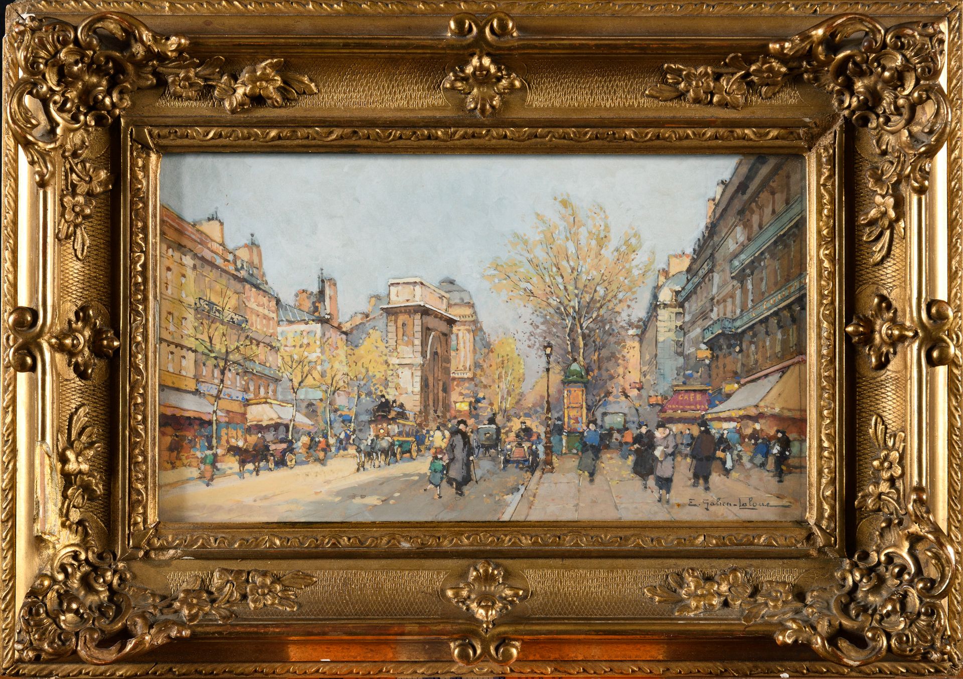 Null EUGENE GALIEN-LALOUE (1854-1941) Porte Saint-Martin e i boulevard Gouache F&hellip;