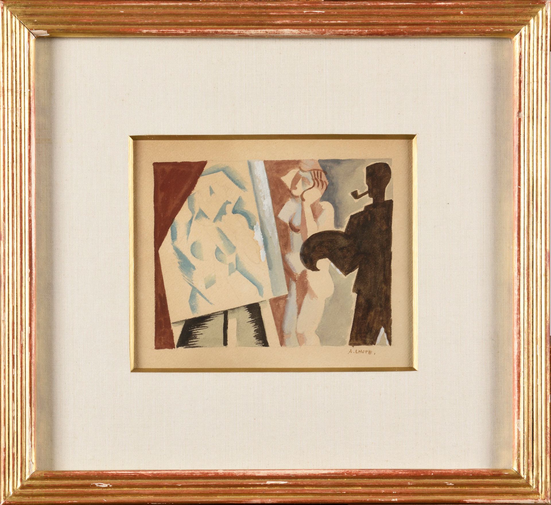 Null ANDRÉ LHOTE (1885-1962) 画家和他的模特，约1920年 水彩画 右下角有签名和日期 13,5 x 17 cm 这幅作品被放置在B&hellip;