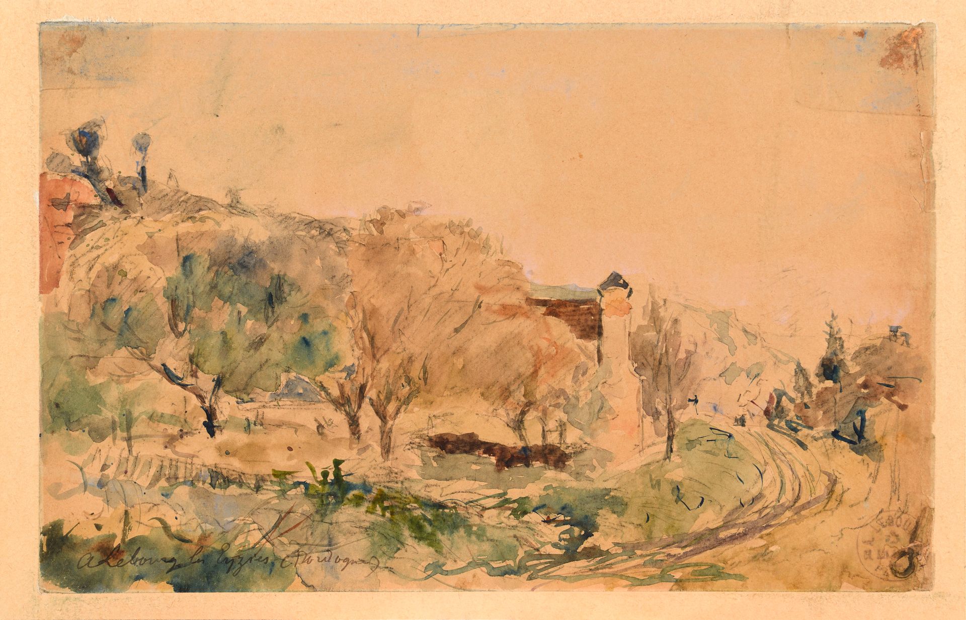 Null 
阿尔伯特-勒布格(1848-1928)

Les Eyzies (Dordogne)

水彩画

签名并位于左下方，有印章

在右下角的工作室的

&hellip;
