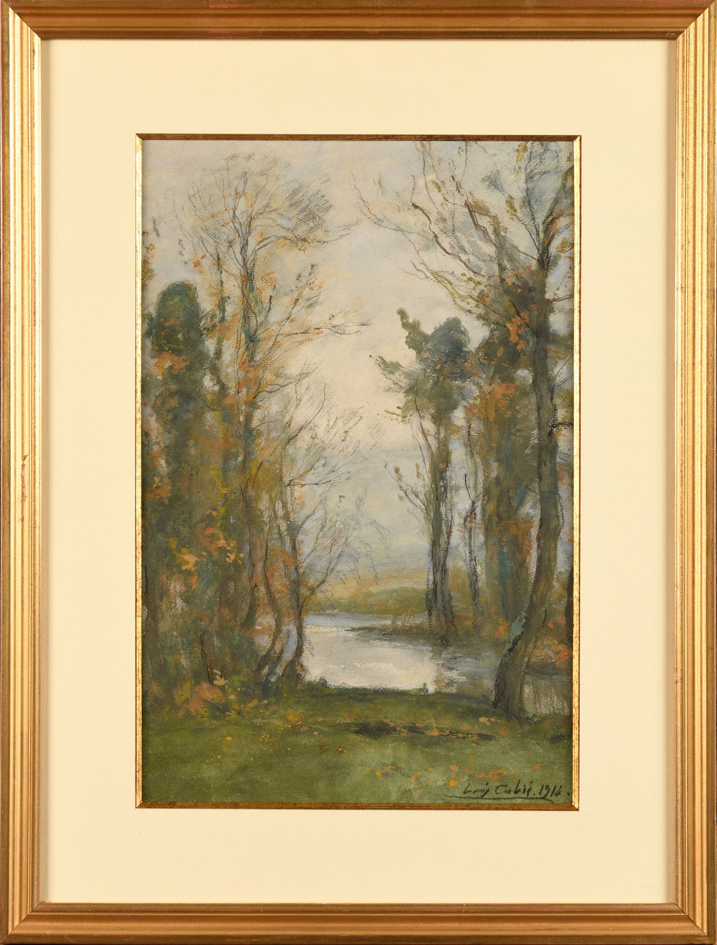 Null Louis Alexandre CABIÉ (1854-1939) Paysage en forêt Tecniche miste, firmato &hellip;