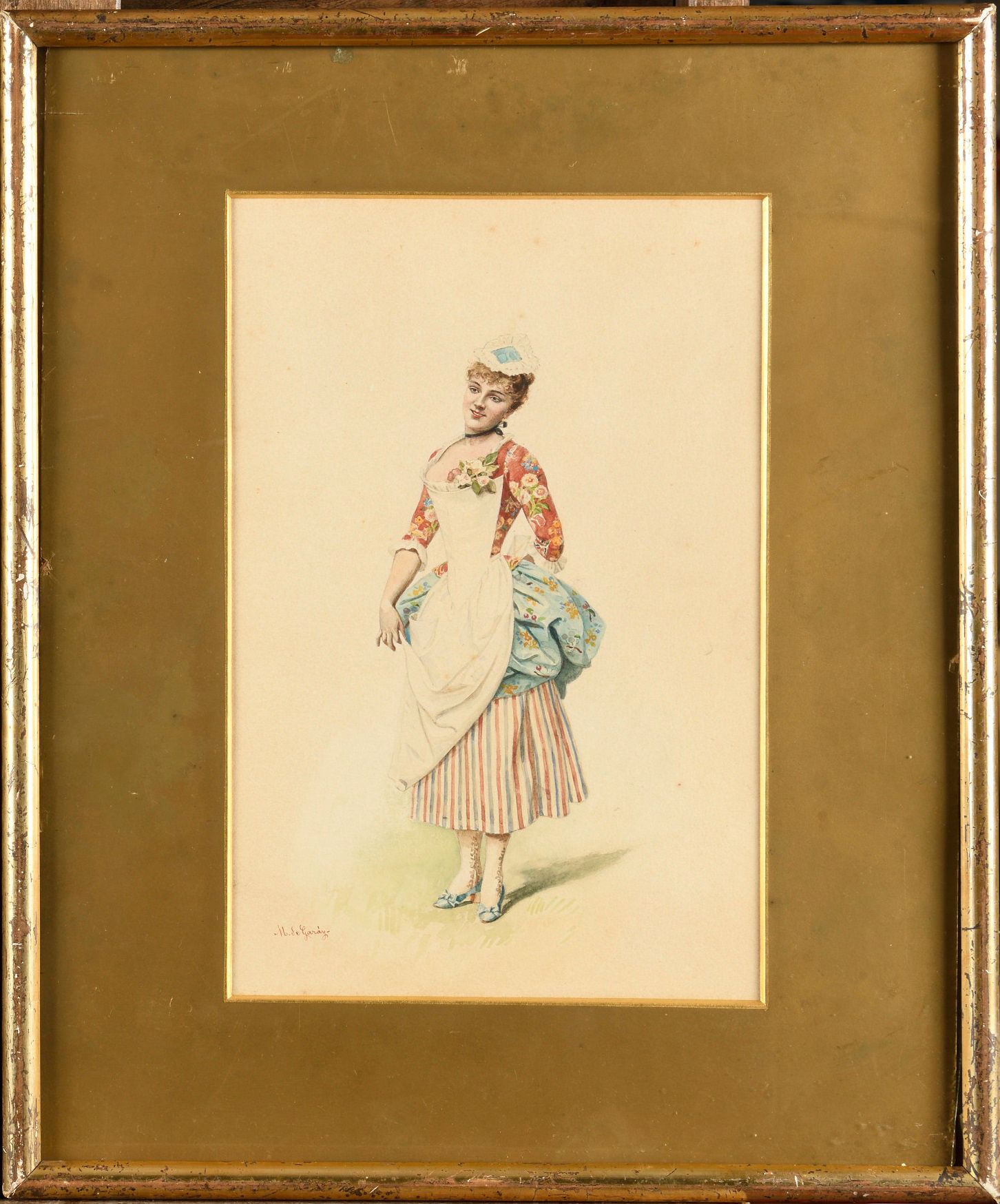 Null Marie GARAY (1861-1953) Jeune femme au fleur Watercolour, signed lower left&hellip;