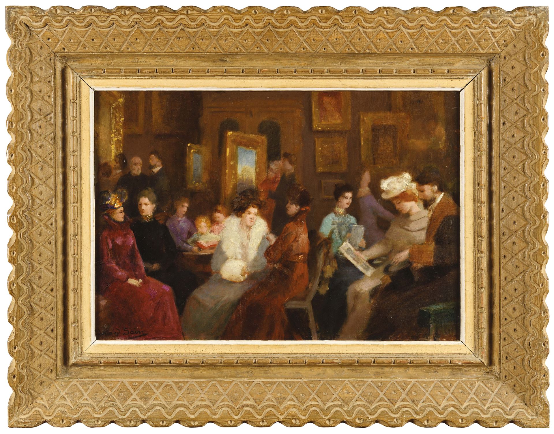 Null 
爱德华-亚历山大-桑(Edouard Alexandre SAIN) (1830-1910)

在画家的工作室里

布面油画 

左下方有签名

3&hellip;